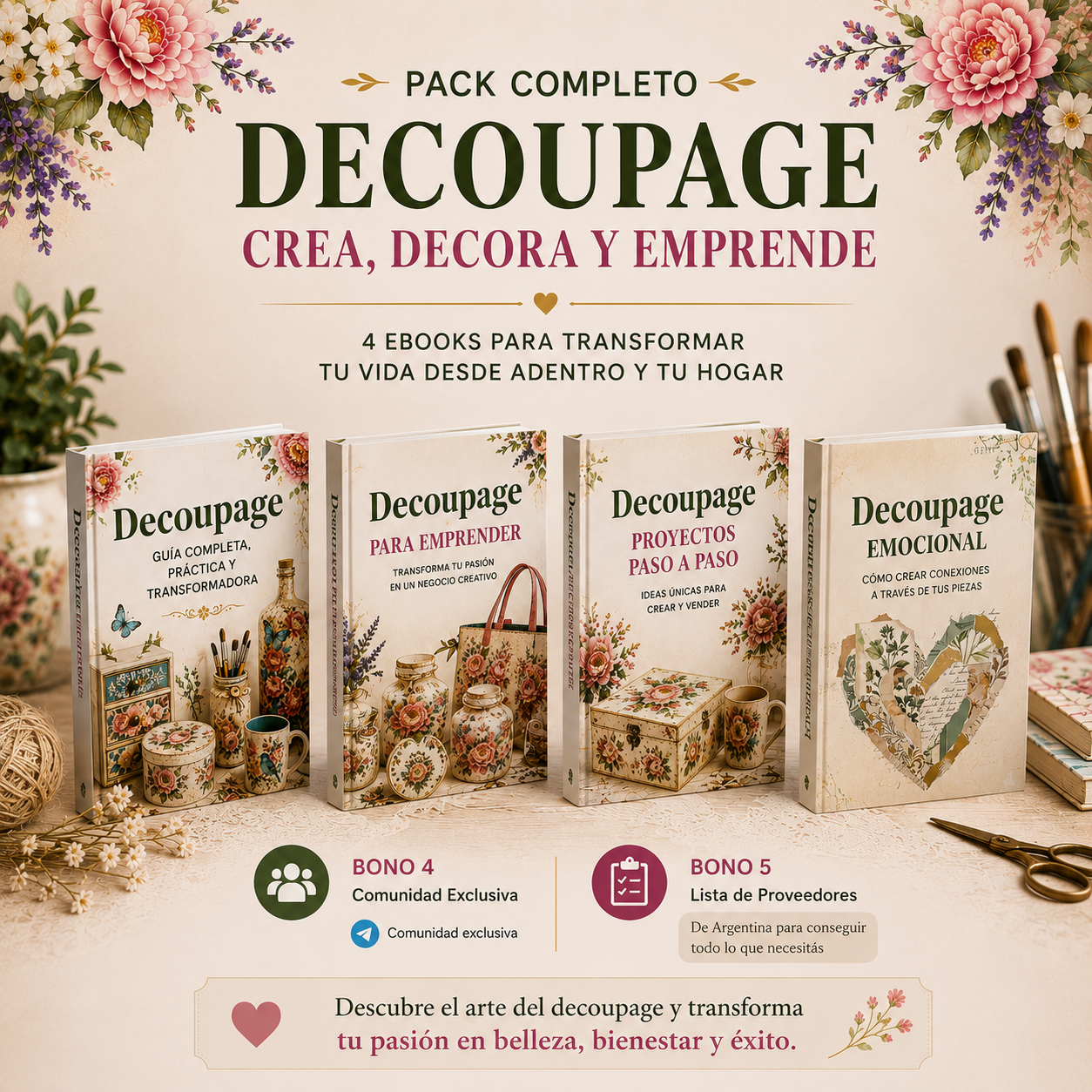 DECOUPAGE- Guía completa + 5 Bonos.